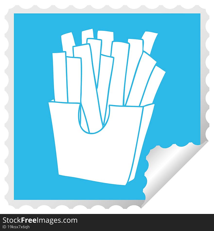 quirky square peeling sticker cartoon french fries