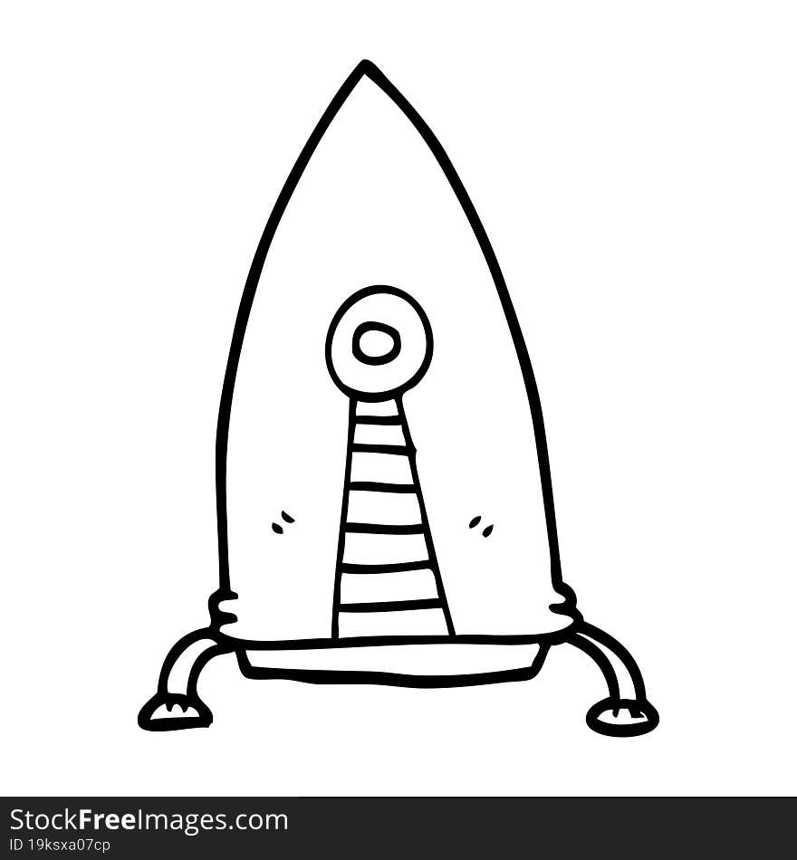 line drawing cartoon space rocket