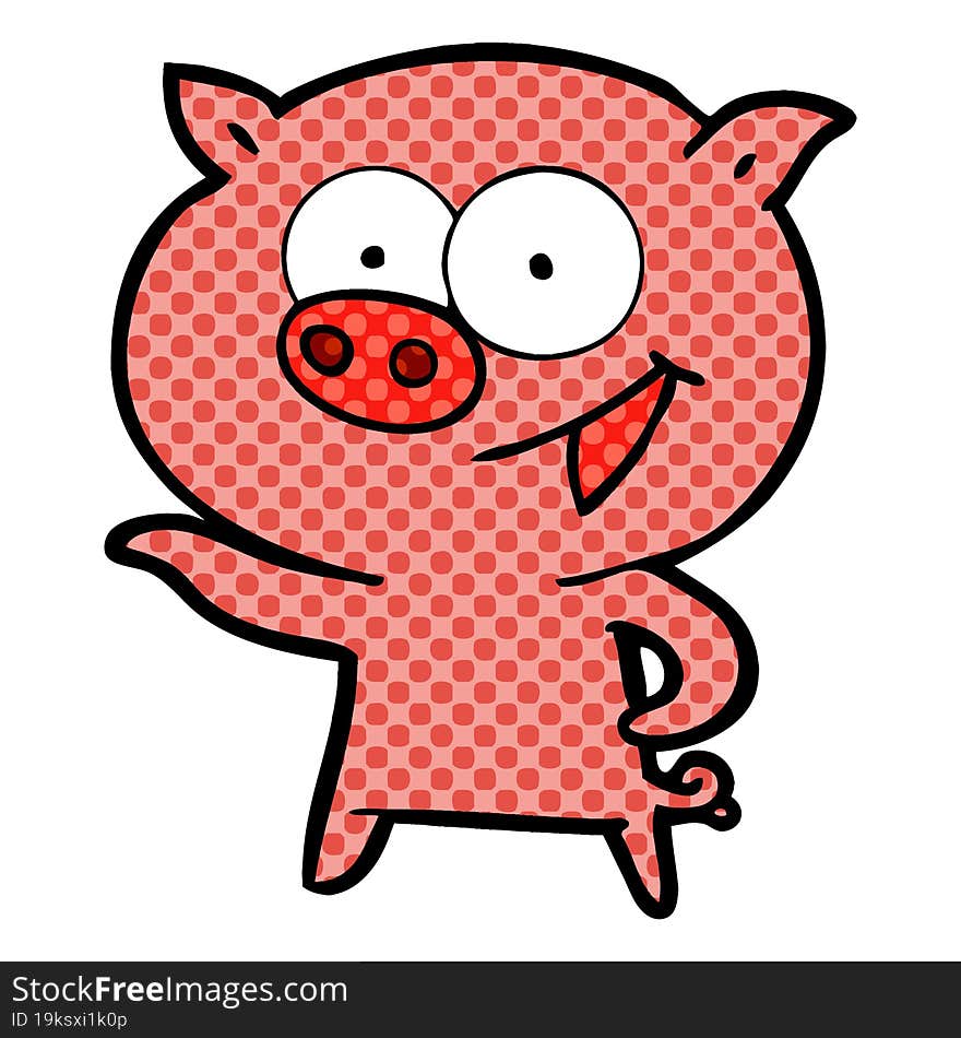 cheerful pig cartoon. cheerful pig cartoon