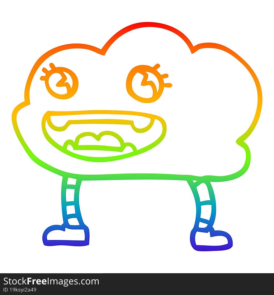 Rainbow Gradient Line Drawing Cartoon Weather Cloud