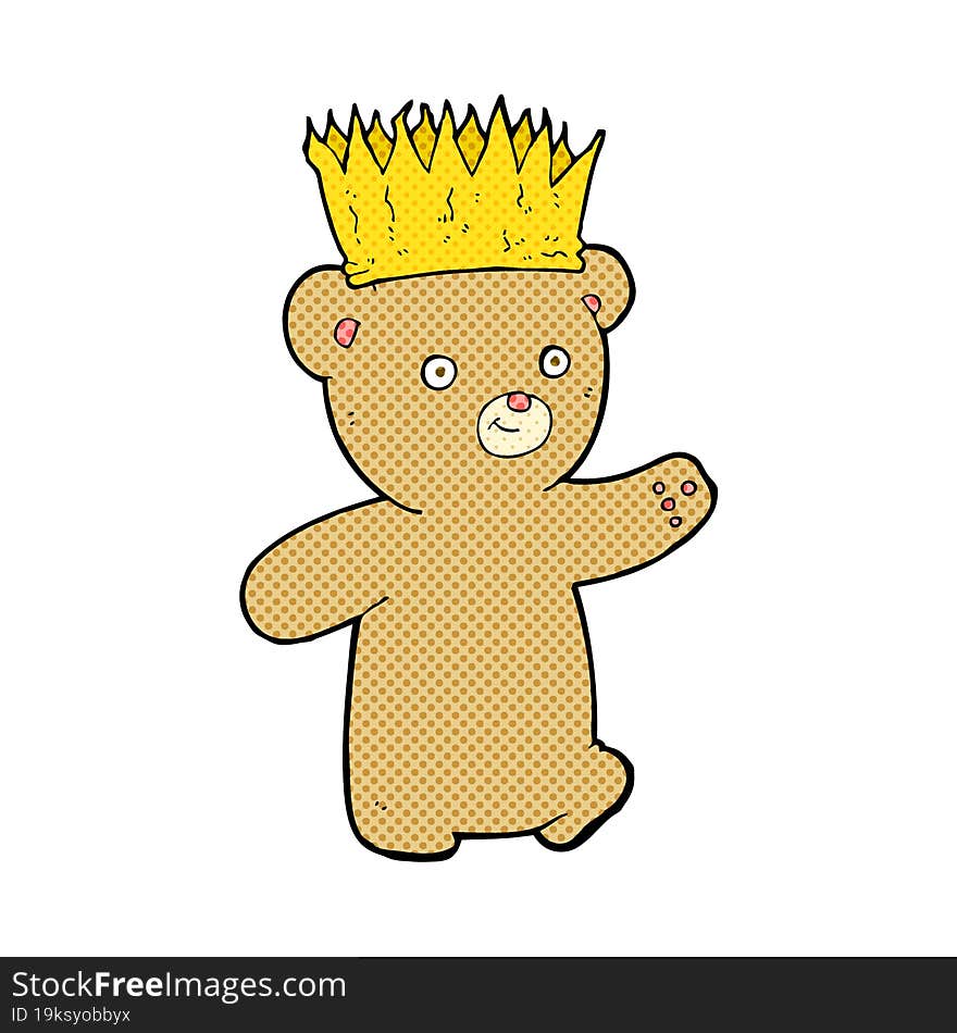 cartoon teddy bear wearing paper crown