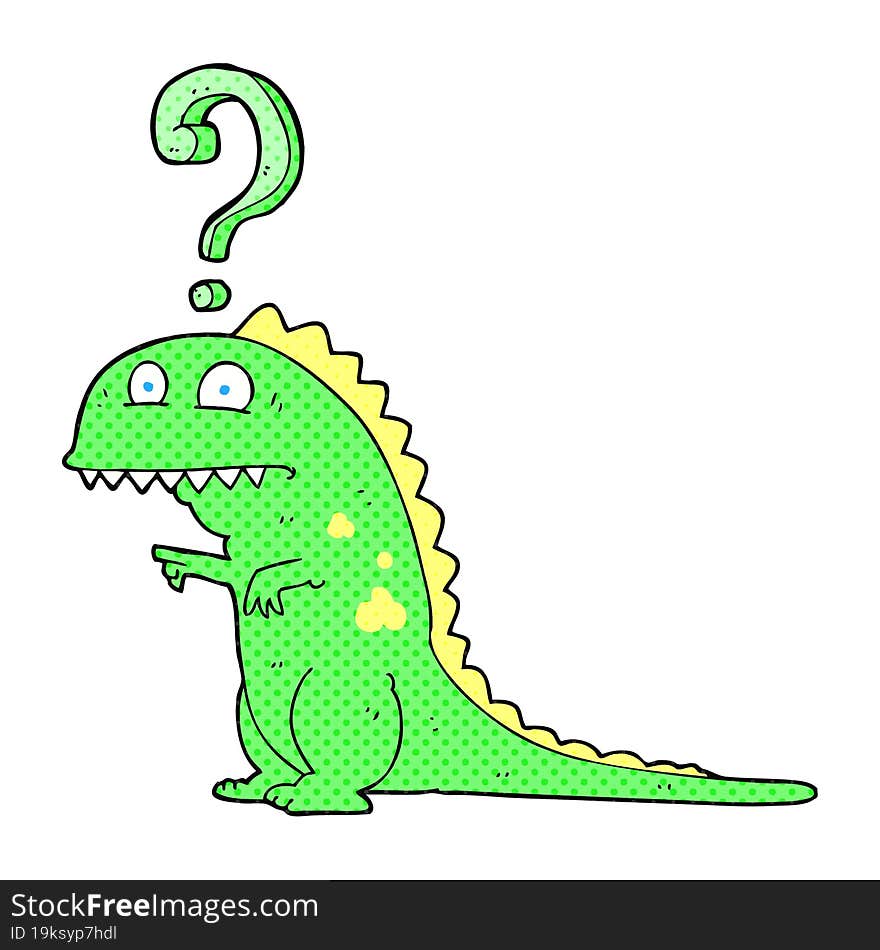 Cartoon Confused Dinosaur