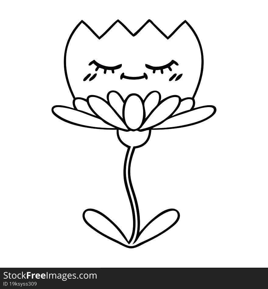 Line Drawing Cartoon Flower