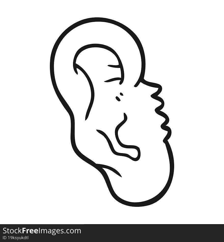 black and white cartoon human ear