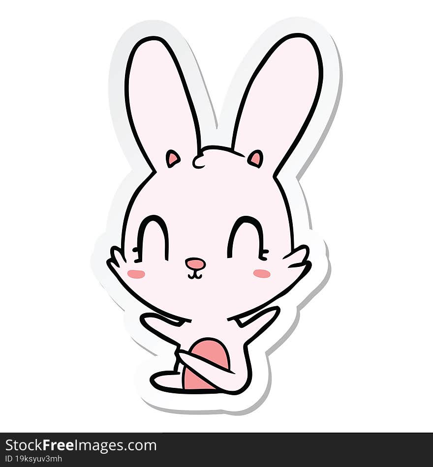 Sticker Of A Cute Cartoon Rabbit