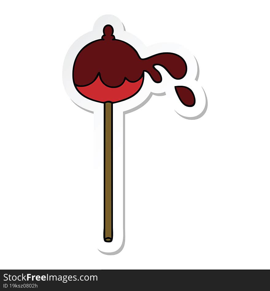 Sticker Of A Quirky Hand Drawn Cartoon Toffee Apple