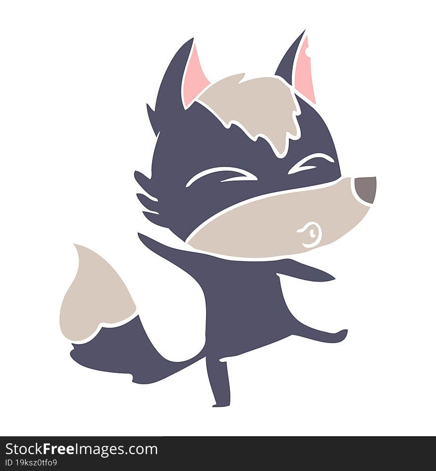 flat color style cartoon wolf pouting