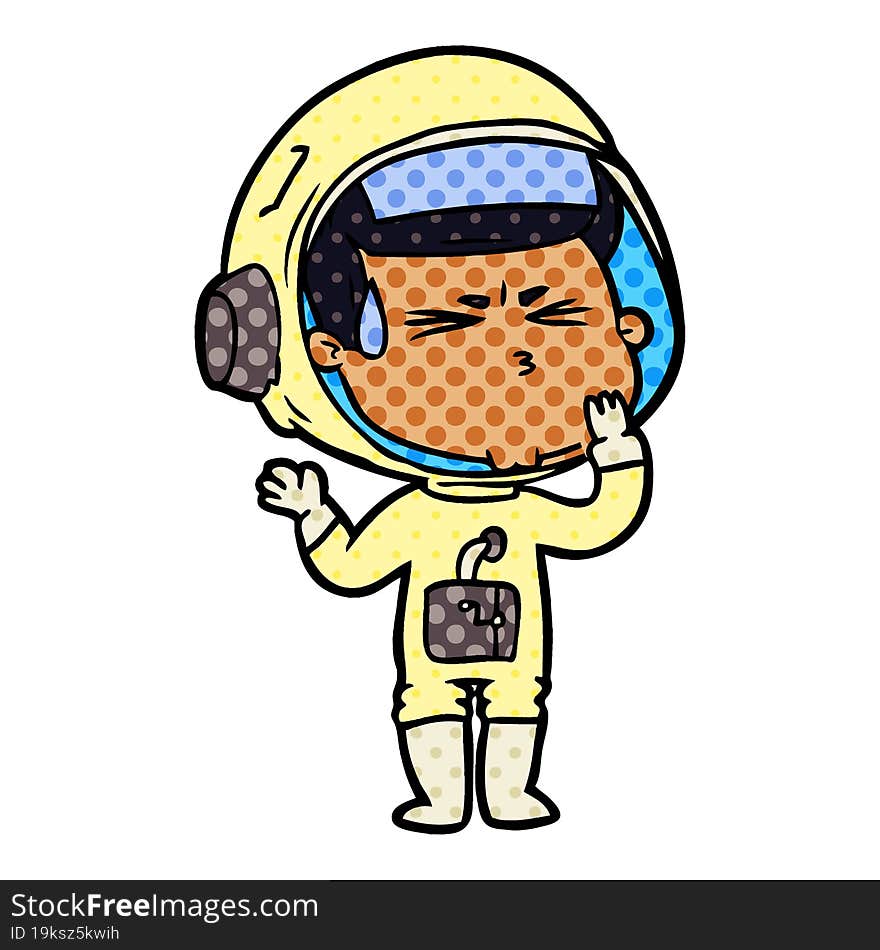 cartoon stressed astronaut. cartoon stressed astronaut