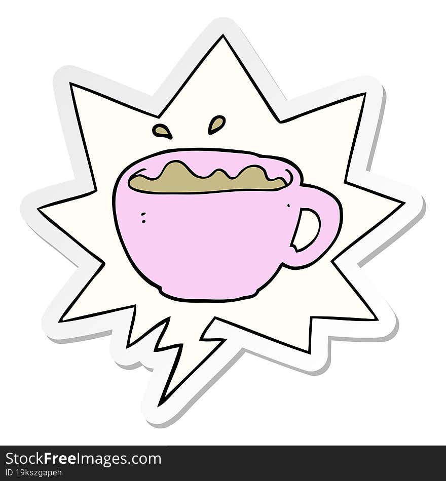 cartoon coffee cup and speech bubble sticker