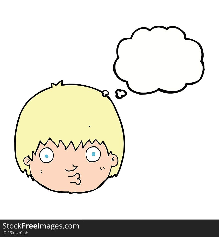 Cartoon Curious Boy With Thought Bubble