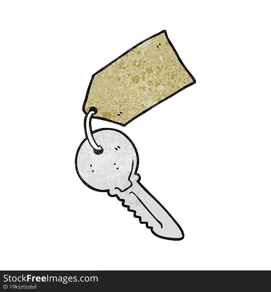 textured cartoon key with tag