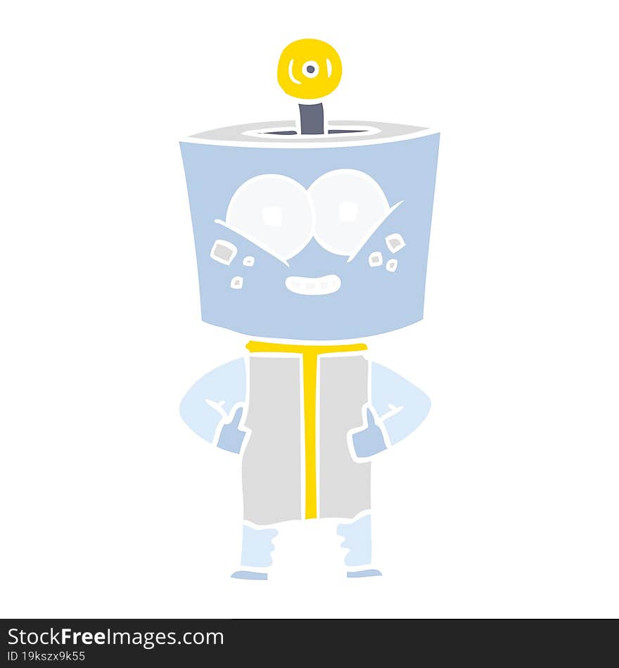 happy flat color style cartoon robot