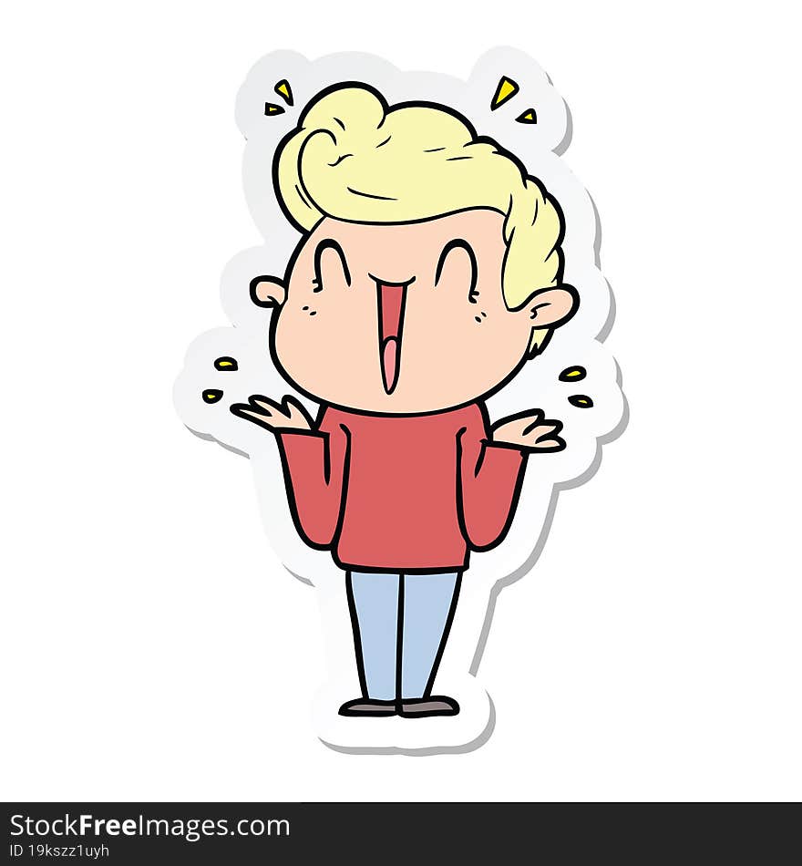 sticker of a cartoon excited man