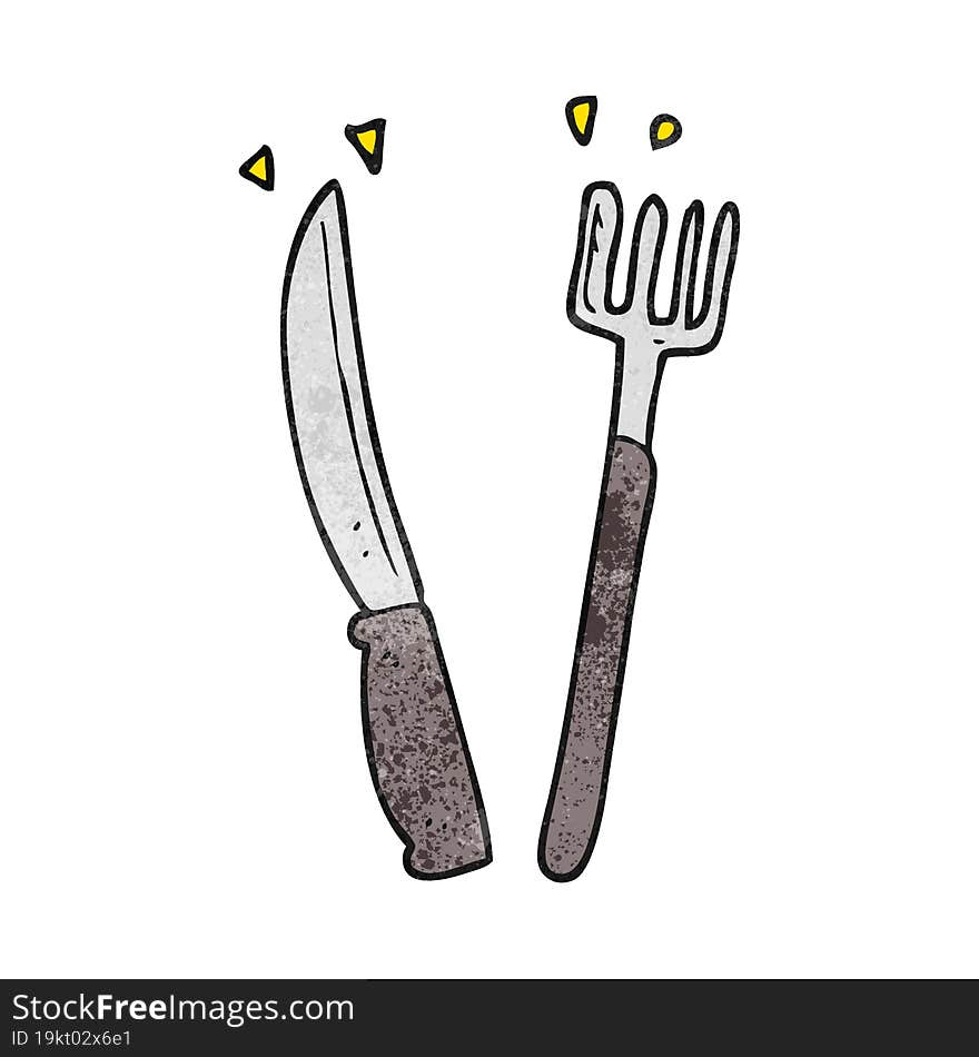 Textured Cartoon Knife And Fork