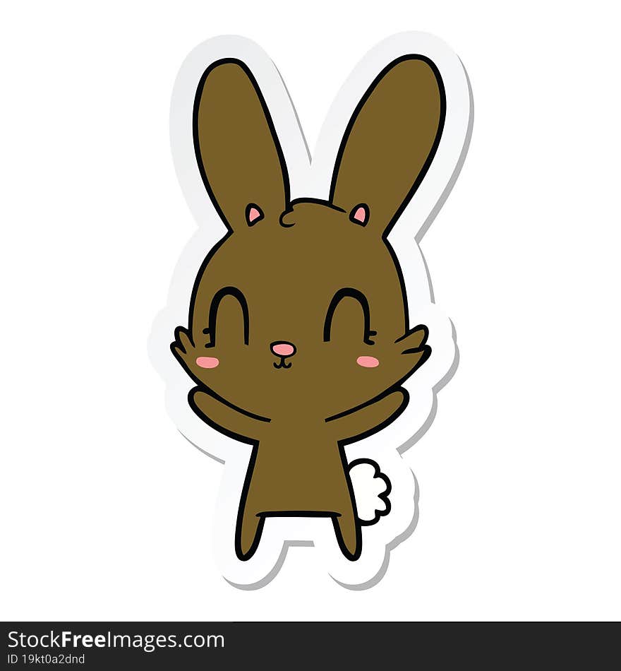 sticker of a cute cartoon rabbit