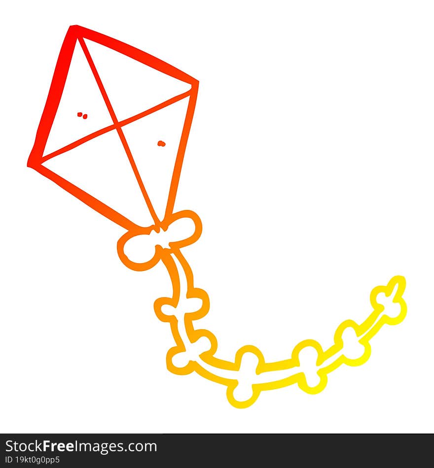 Warm Gradient Line Drawing Cartoon Kite