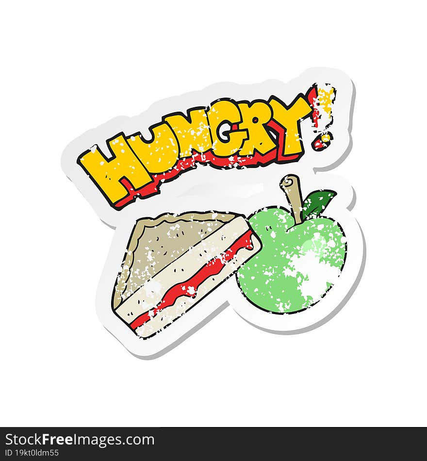 retro distressed sticker of a cartoon packed lunch