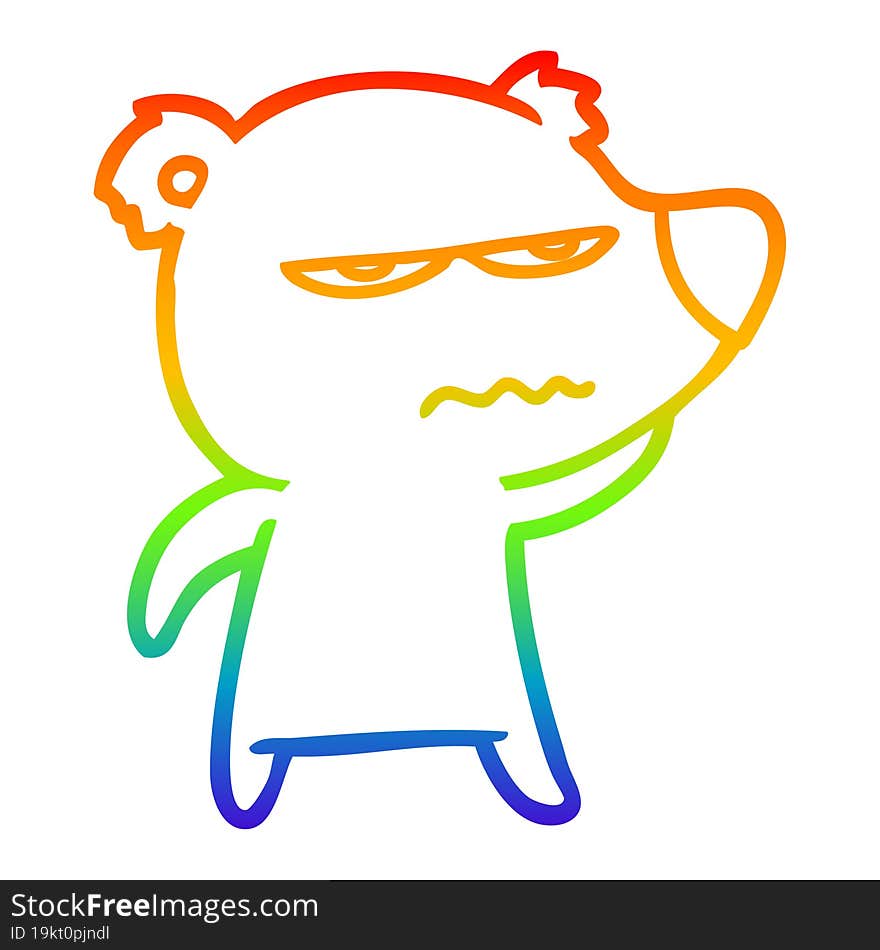 rainbow gradient line drawing angry bear cartoon