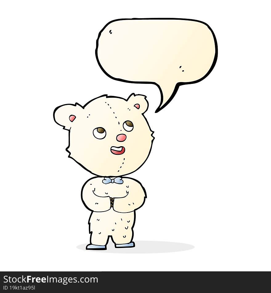 Cartoon Cute Teddy Bear With Speech Bubble