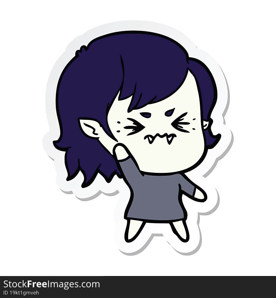 sticker of a annoyed cartoon vampire girl