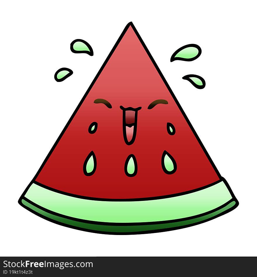 quirky gradient shaded cartoon watermelon