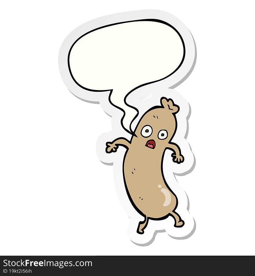 cartoon sausage and speech bubble sticker