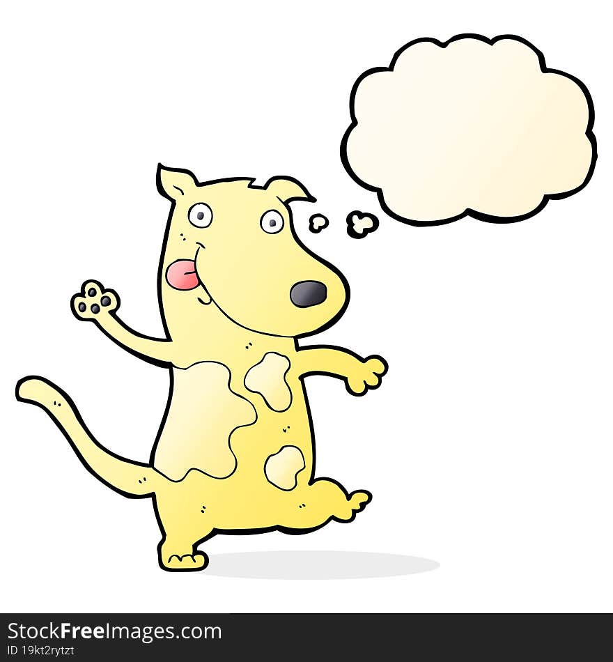 cartoon happy dog with thought bubble