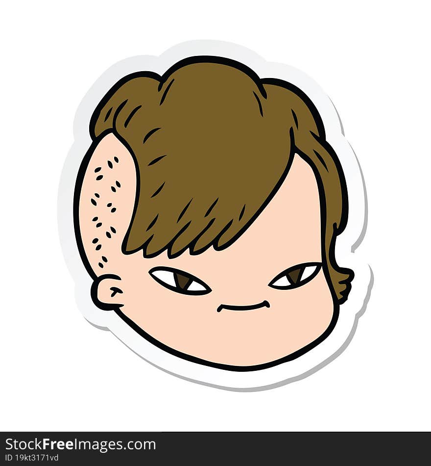 sticker of a cartoon female face