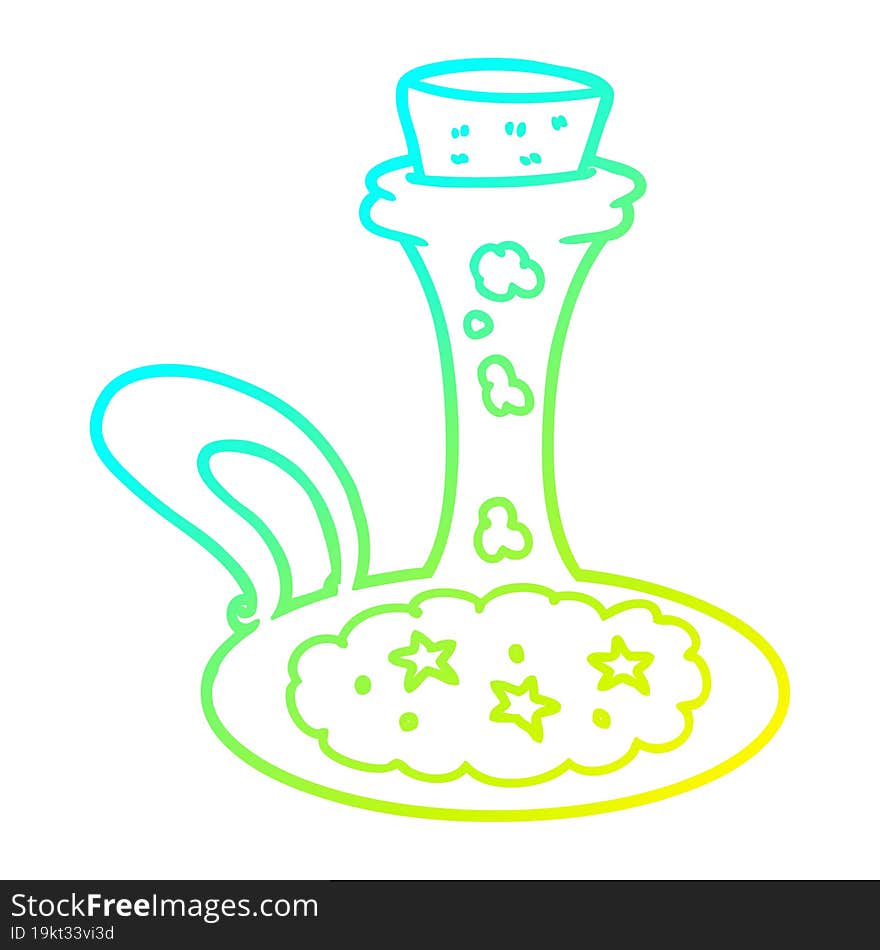 cold gradient line drawing cartoon magic potion