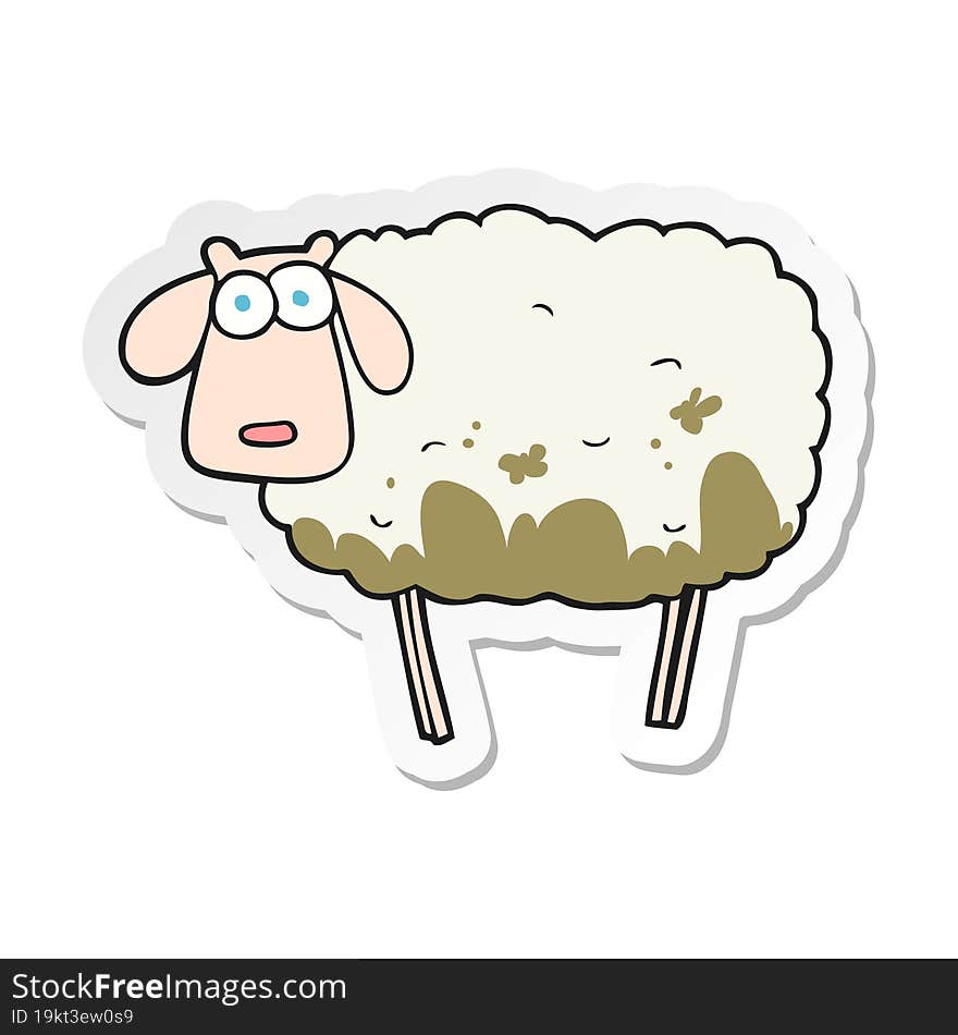 Sticker Of A Cartoon Muddy Sheep