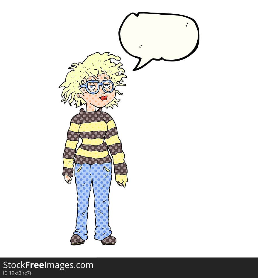 comic book speech bubble cartoon geeky girl