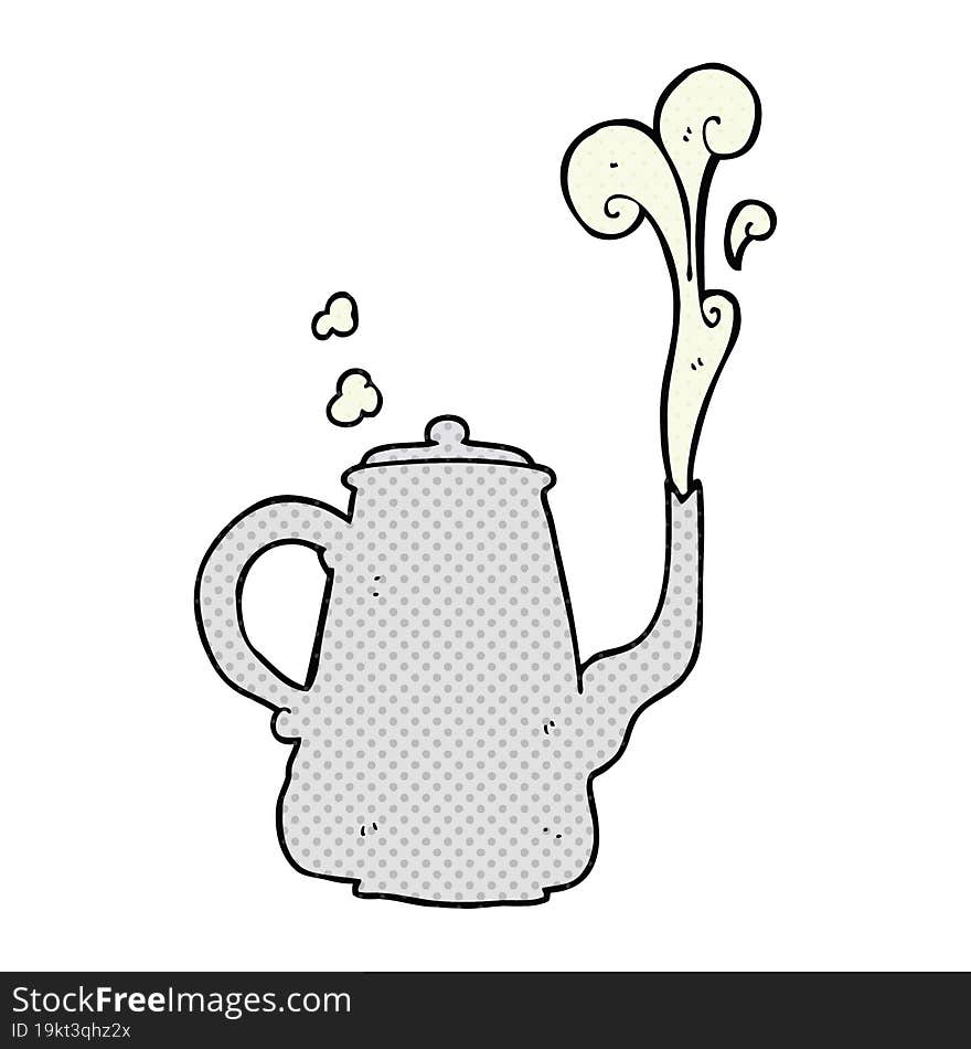 freehand drawn cartoon steaming  coffee pot. freehand drawn cartoon steaming  coffee pot