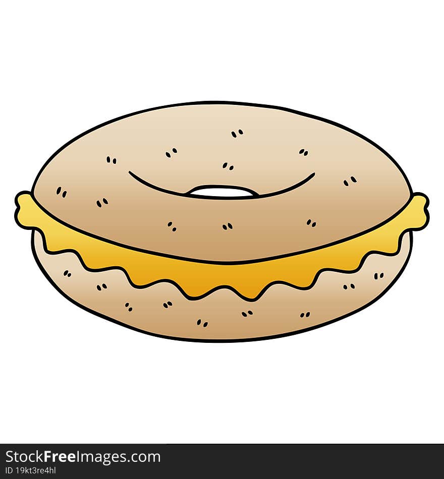 quirky gradient shaded cartoon cheese bagel