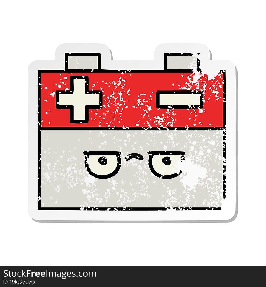 distressed sticker of a cute cartoon car battery