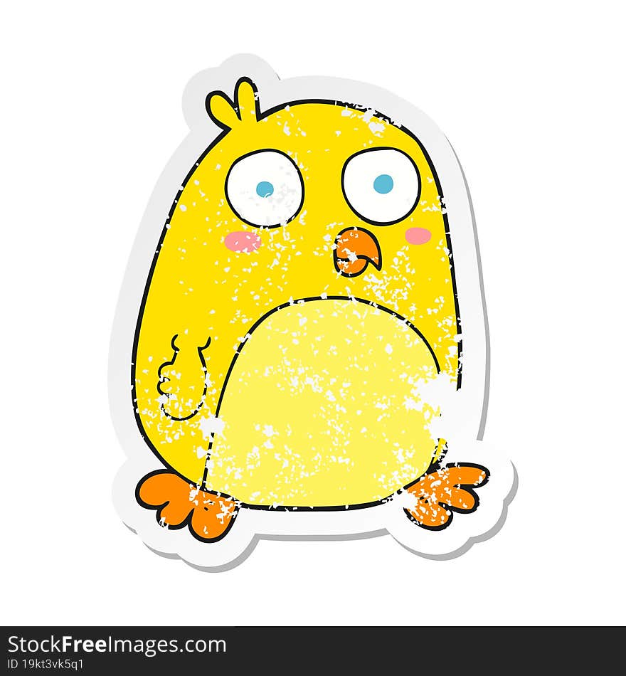 Retro Distressed Sticker Of A Cartoon Bird