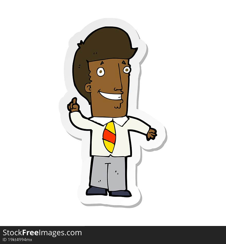 sticker of a cartoon office man with idea