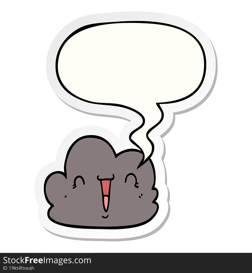 cartoon happy cloud and speech bubble sticker