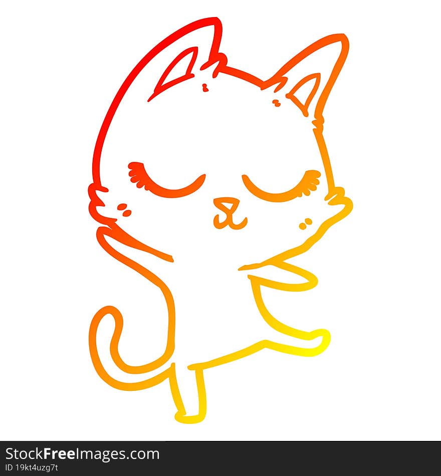 warm gradient line drawing calm cartoon cat