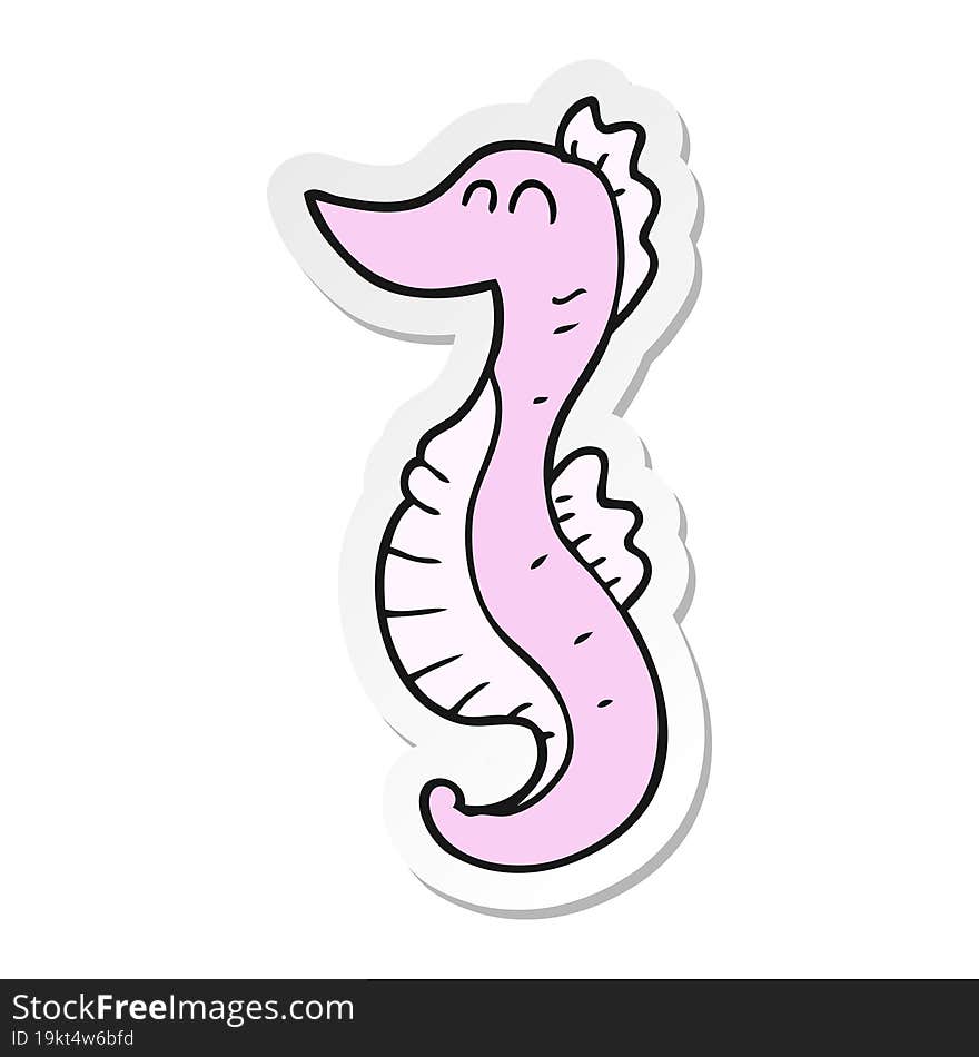 sticker of a cartoon seahorse