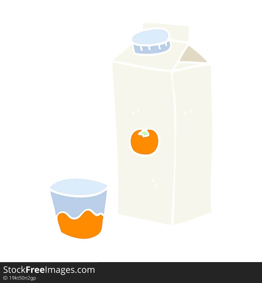 Flat Color Illustration Of A Cartoon Orange Juice