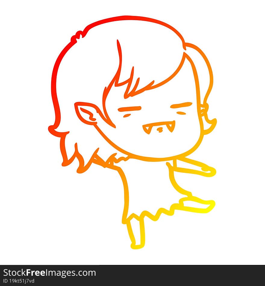 warm gradient line drawing cartoon undead vampire girl