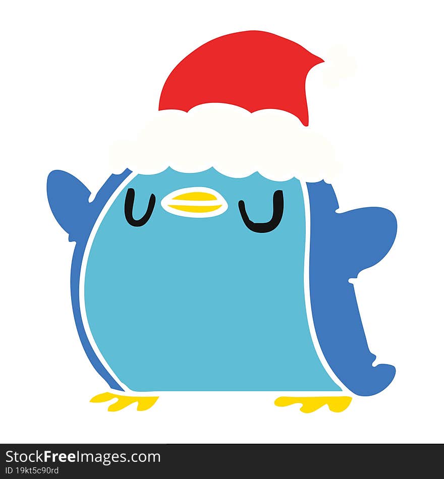 hand drawn christmas cartoon of kawaii penguin