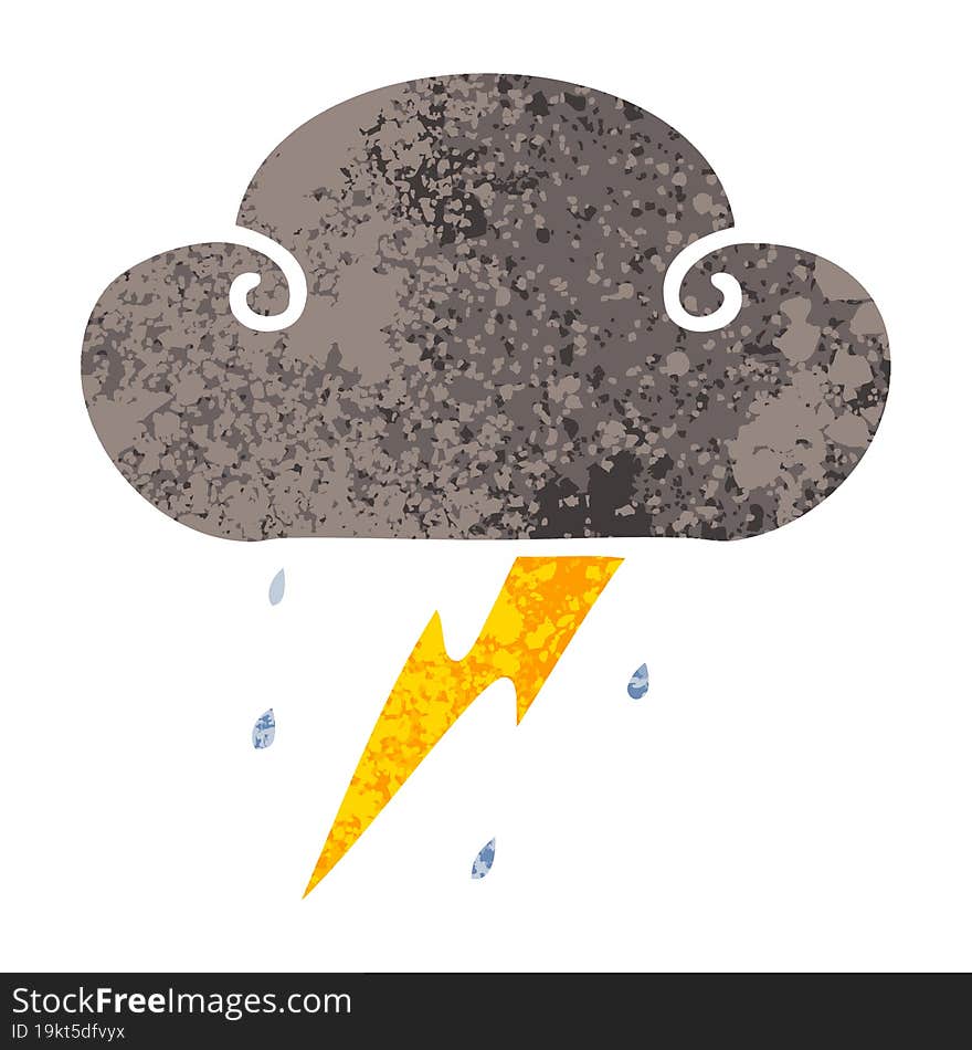 quirky retro illustration style cartoon thunder cloud