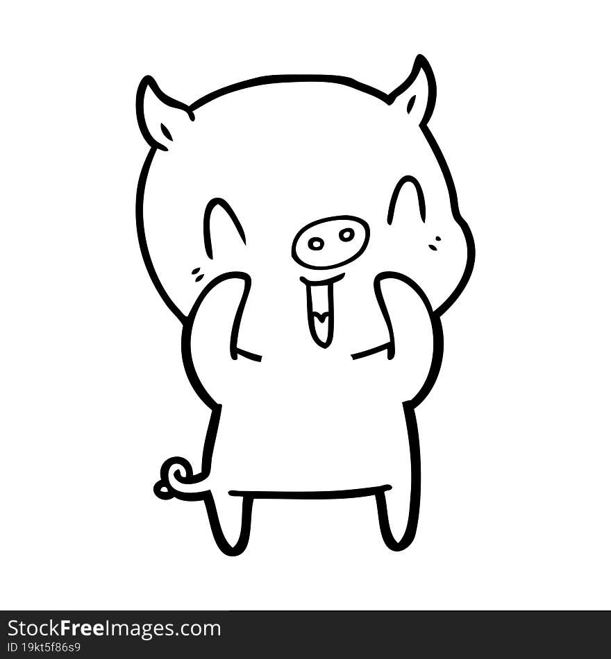 happy cartoon pig. happy cartoon pig