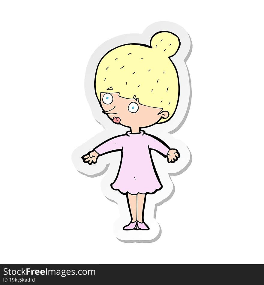 sticker of a cartoon surprised woman