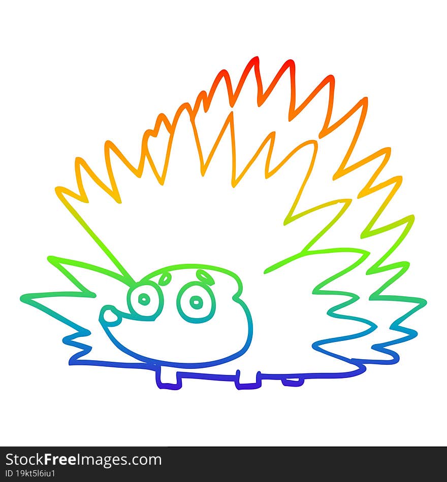 rainbow gradient line drawing cartoon spiky hedgehog