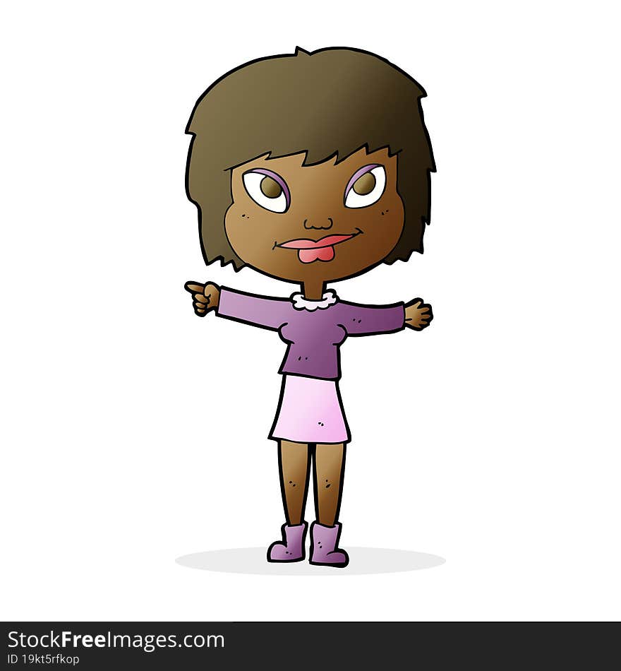 cartoon woman pointing