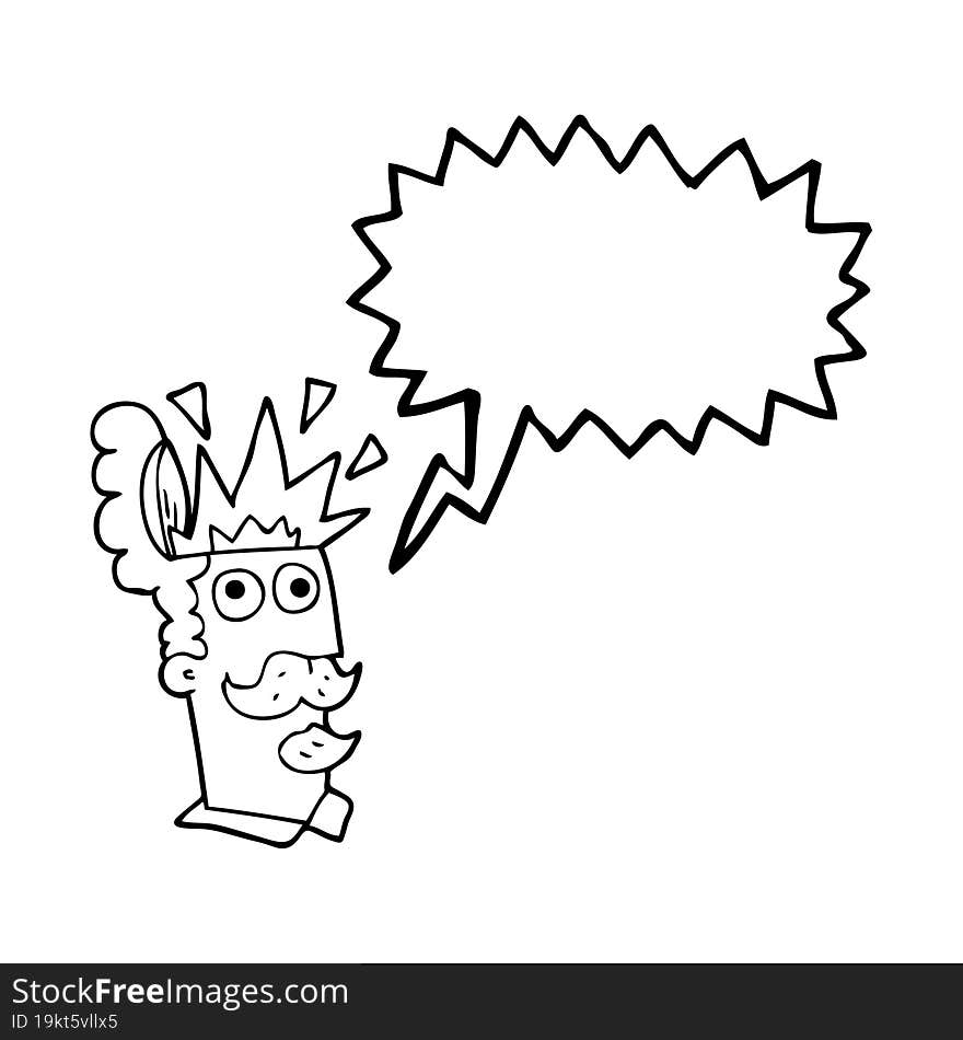 speech bubble cartoon man with exploding head