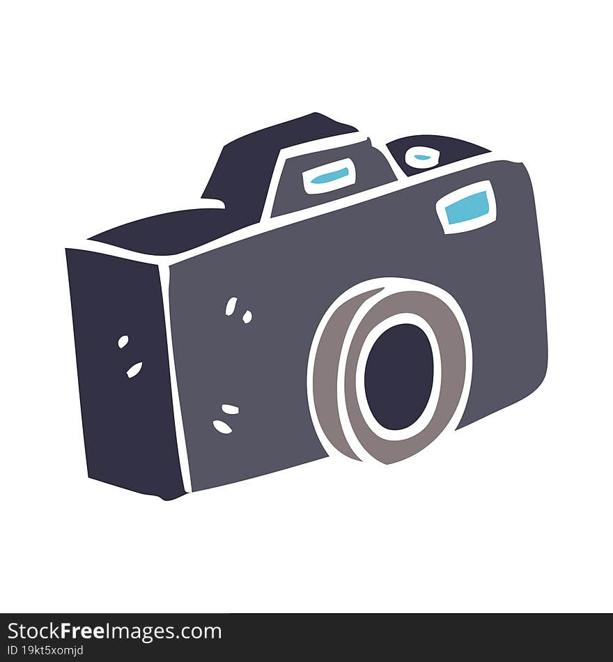 flat color illustration cartoon camera