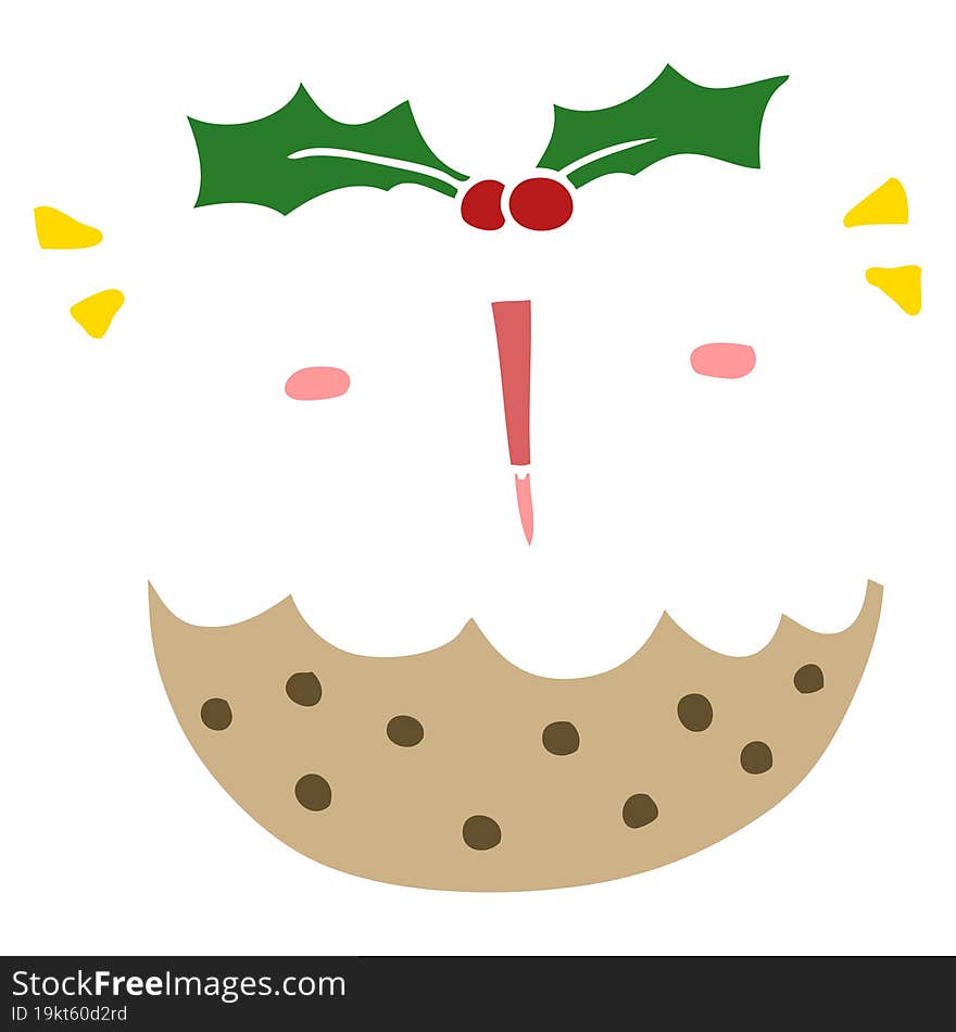 cute flat color style cartoon christmas pudding